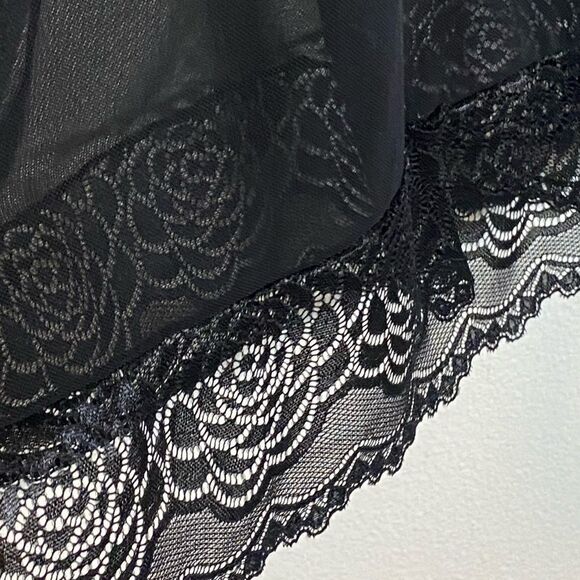 Seven 'Til Midnight (S) Sheer & Strappy Black Babydoll Lingerie - Picture 2 of 7